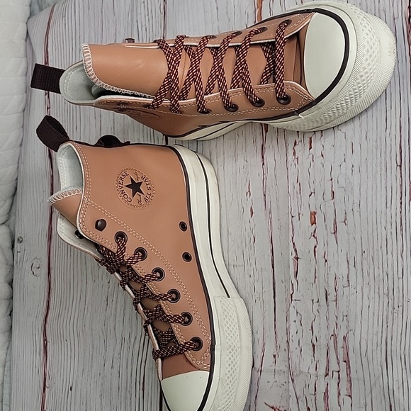 CONVERSE Leather High Top All Stars Women's Platform Sneakers Size 6 - Picture 2 of 6